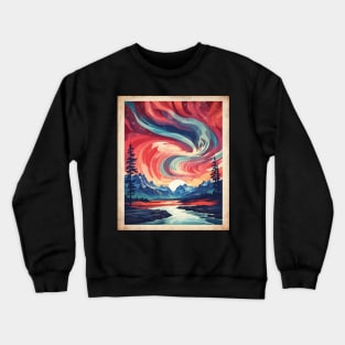 Canadian Landscape Aurora Boreal Vintage Poster Tourism Art Crewneck Sweatshirt